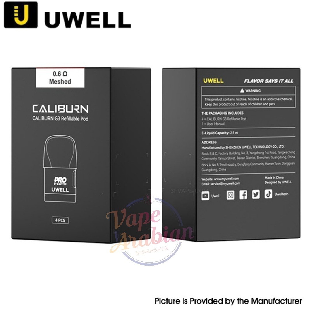 Uwell-Caliburn-G3-Pod-Cartridge-0.6-ohm-.jpg Uwell Caliburn G3 Pod Cartridge In UAE - Image 2