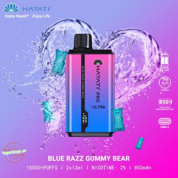Hayati Pro Ultra 15000 Puffs- Blue Razz Gummy Bear
