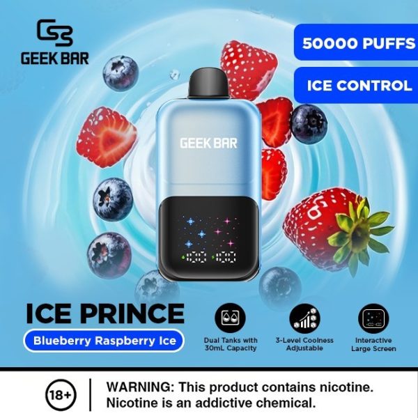 Geek Bar Ice Prince 50000 Puffs Disposable Blueberry Raspberry Ice