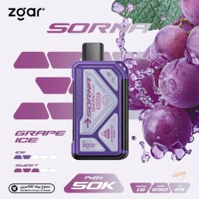 Zgar Sorna 50k Puffs Disposable- Grape Ice