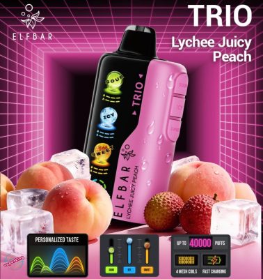 Elf Bar Trio 40K 40000 Puffs Disposable- Lychee Juicy Peach