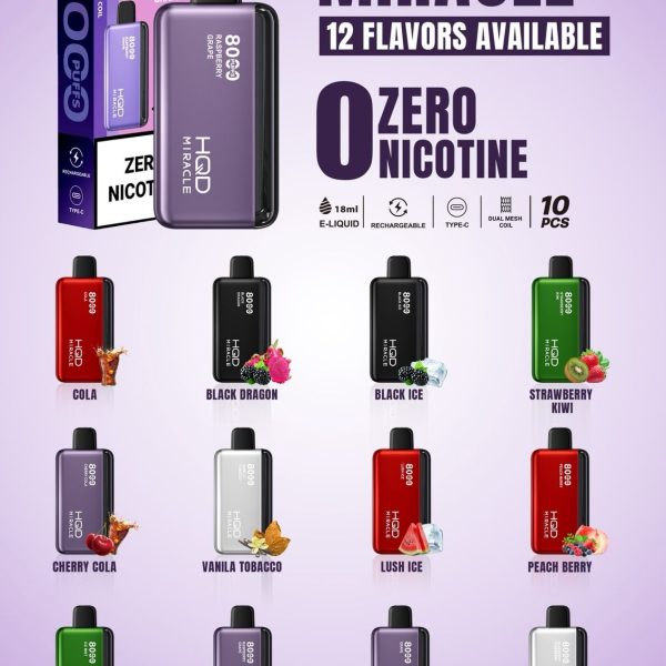 HQD Miracle 8000 Puffs Zero Nicotine