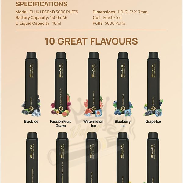 ELUX Legend 5000 Puffs Disposable Vape 1500mAh In UAE